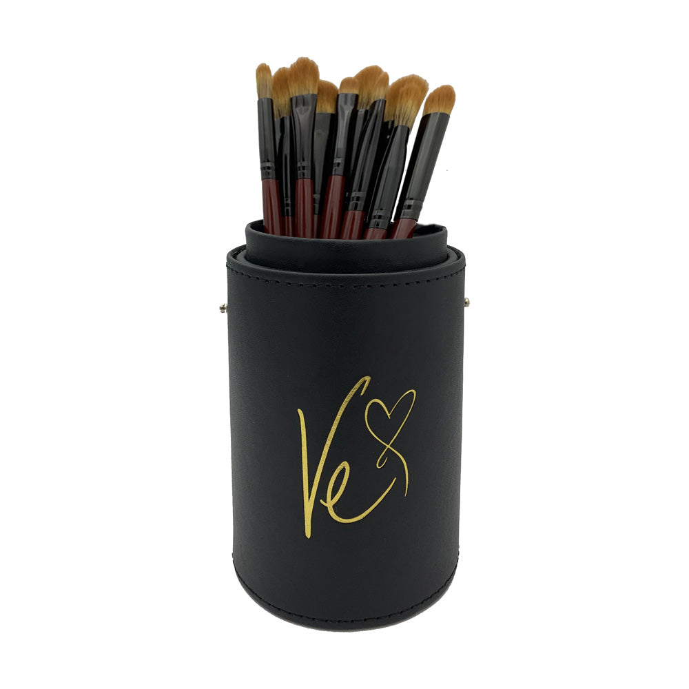 Eyes On you brushes inside a Ve's Favorite brush canister